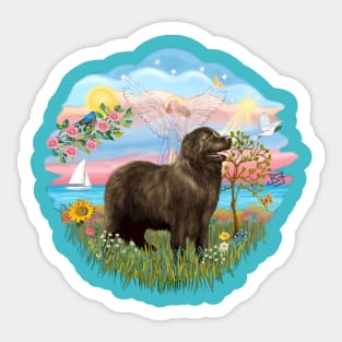 "Cloud Angel", A Rainbow Bridge Design Featuring a Newfoundland Sticker